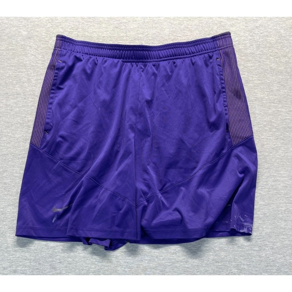 Nike Clemson Dry Knit Training Shorts Mens Large Purple Striped Trim Athleisure